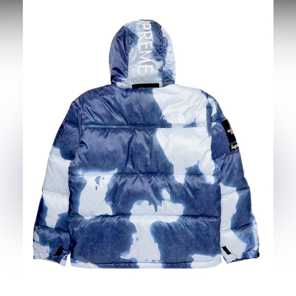 Supreme x The North Face Bleached Denim Print Nuptse Jacket 'Indigo' - Picture 2 of 3